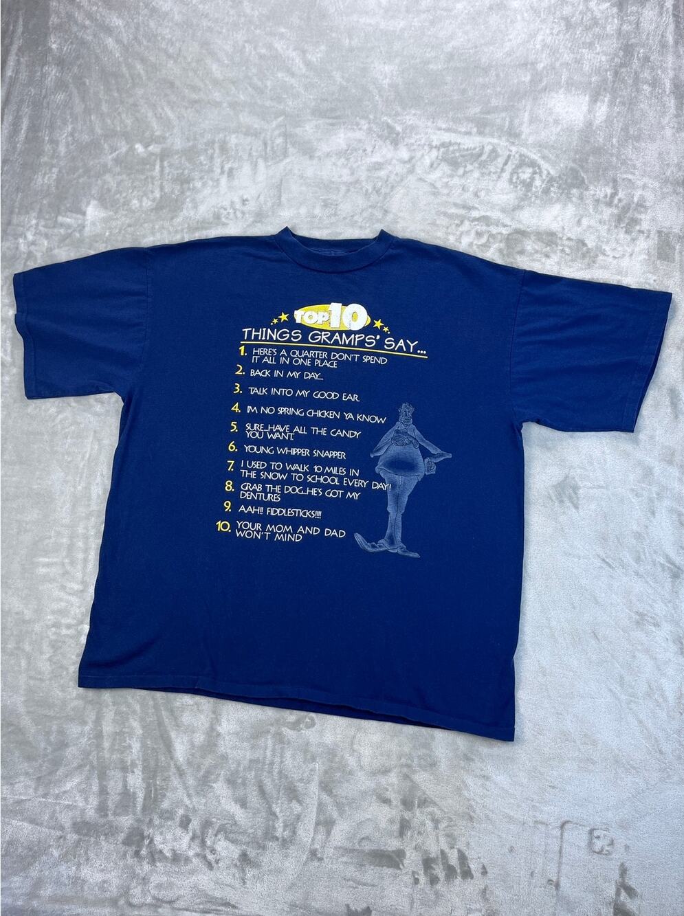 Vintage "Top 10 Things Gramps Say" Humor Graphic Tee XL